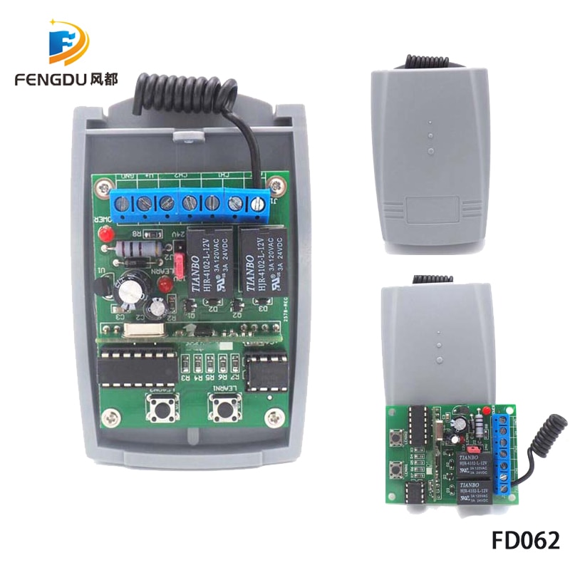 DC12V/24V 433MHz remote control receiver with rolling code HCS301 open code remote control garage gate