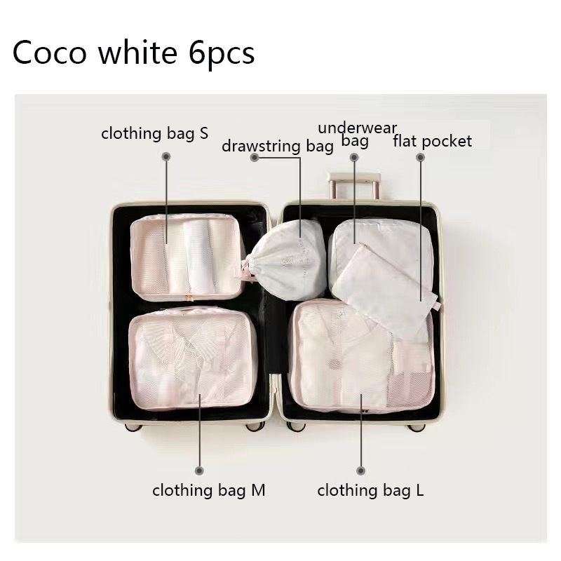 6 Stuks Koffer Organizer Verpakking Kubussen Reizen Kit Accessoires Bagage Opbergzakken Schoenkleding Organizer Toilettas Mannen Vrouwen: green