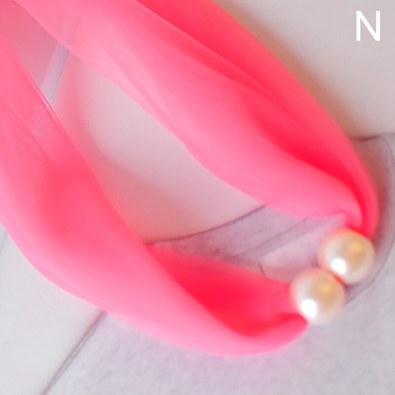 Lace Pearls Ring Scarf Ladies Korean Style Simple Mother's Day Pure Color Temperament 80*70CM Soft Spring Summer Scarf: N