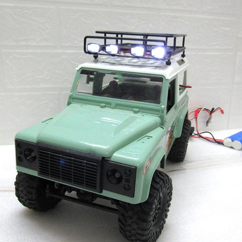 Voor Mn D90 D99 MN90 MN99S 1/12 Rc Car Upgrade Onderdelen Metalen Bagage Carrier Lade Imperiaal Met Led Licht