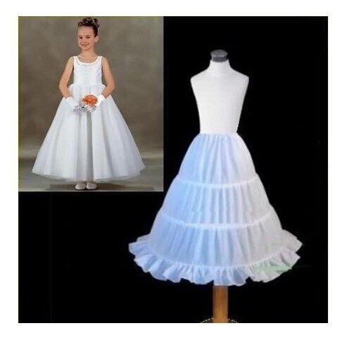 3 Hoops White A-Line Flower Girl Dress Petticoat 2022 Child Underskirt For Flower Girl Dresses Length 53 CM