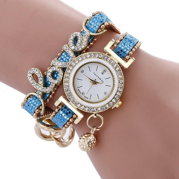 Hesiod Vrouwen Horloge Dames Hart Dial Horloge Klok Vrouwelijke Roestvrij Goud Kleur Vlinder Armband Horloge