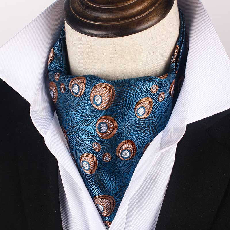 Paisley Floral Ascot Tie Men Pink Ascot Cravat Man Green Silk Cravat Tie Mens Brown Polyester Wedding Ascot Scarf Green B109