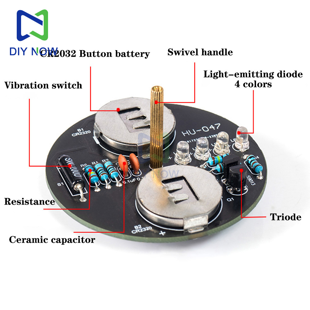 Kit de bricolaje, Kit de giroscopio giratorio Led, placa de circuito, componentes de práctica de soldadura, producción artesanal, entrenamiento de enseñanza