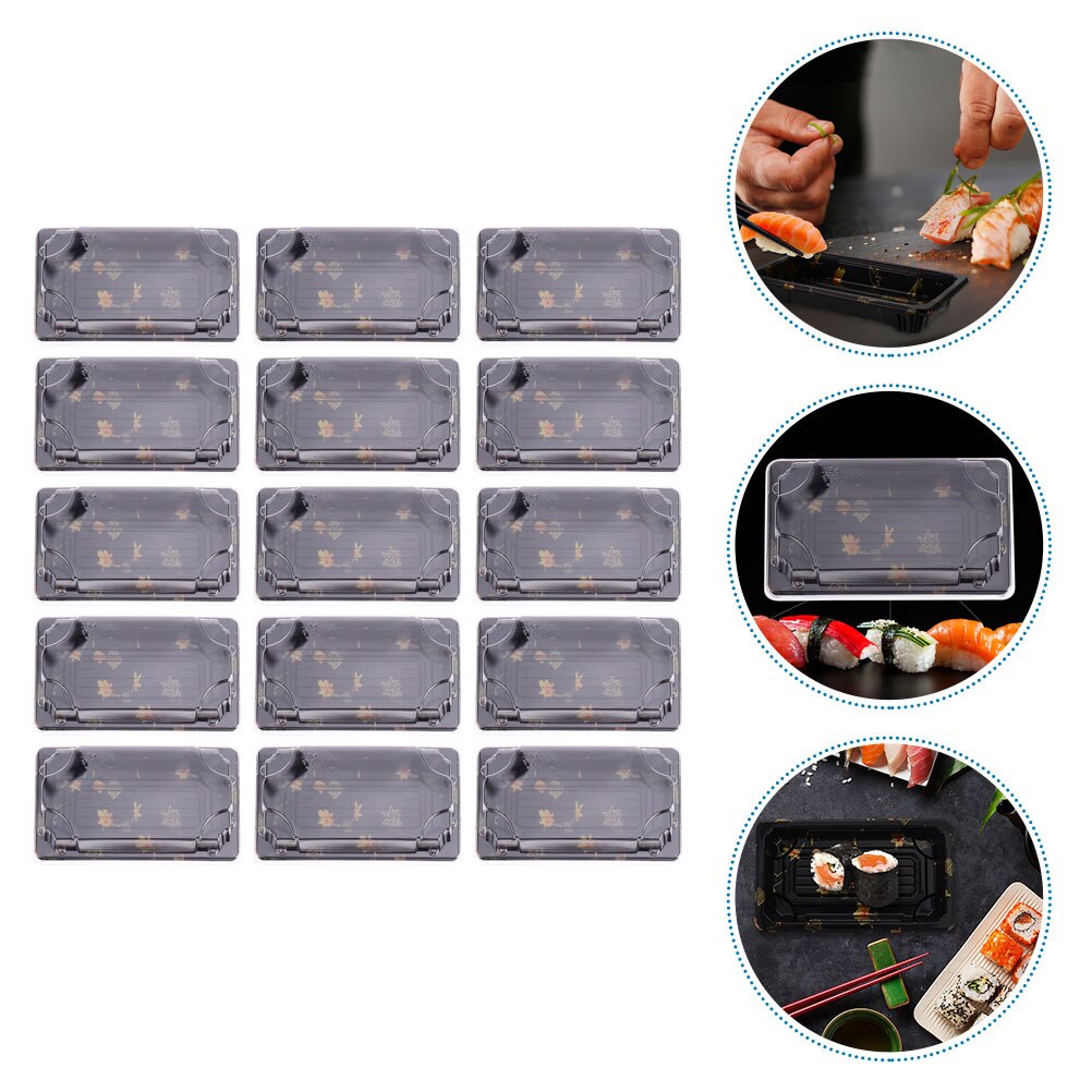 25pcs Sushi Take-out Box Disposable Rectangle Printing Take out Container: Default Title