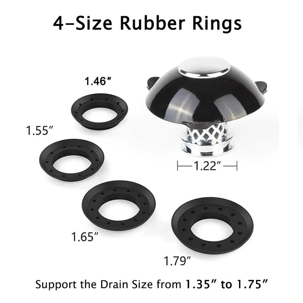 Bathtub Stopper Hair Catcher for Shower Drain 2 in 1 Prevent Hair Clogs Black Hair Catcher Sealing Rings Kitchen Accessories