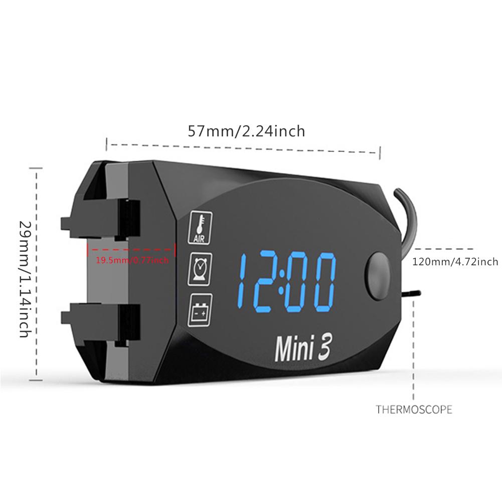 Pantalla Digital LED para motocicleta, reloj electrónico a prueba de agua, termómetro, indicador voltímetro, medidor de Panel, IP67, 6V-30V