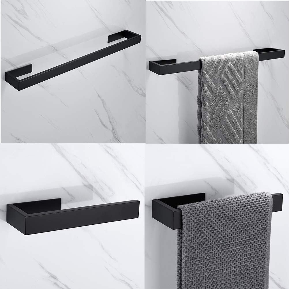 Self Adhesive Bathroom Accessories Black Finish Towel Bar Towel Hook Towel Ring Toilet Paper Holder