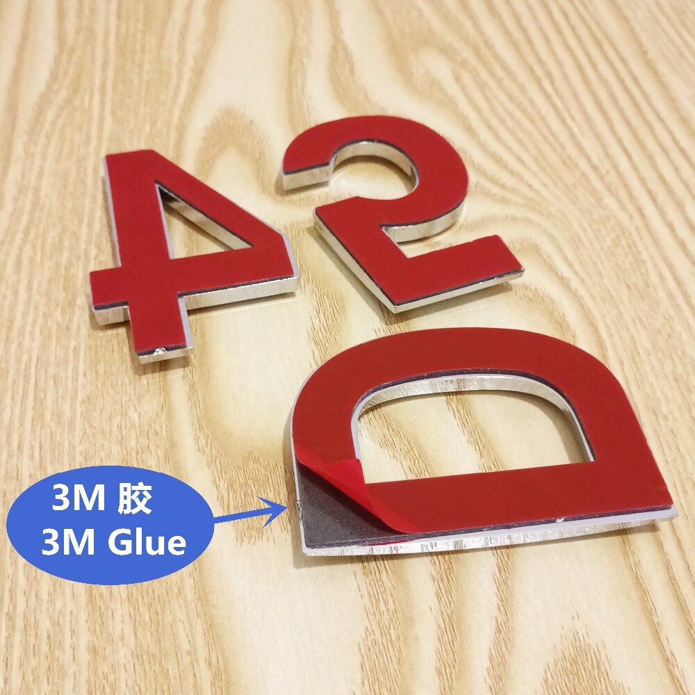 Height 70mm Silver ABS Plastic Silver Self- Adhesive House Door Numbers Address Sign Hotel Home Door Plate Sticker