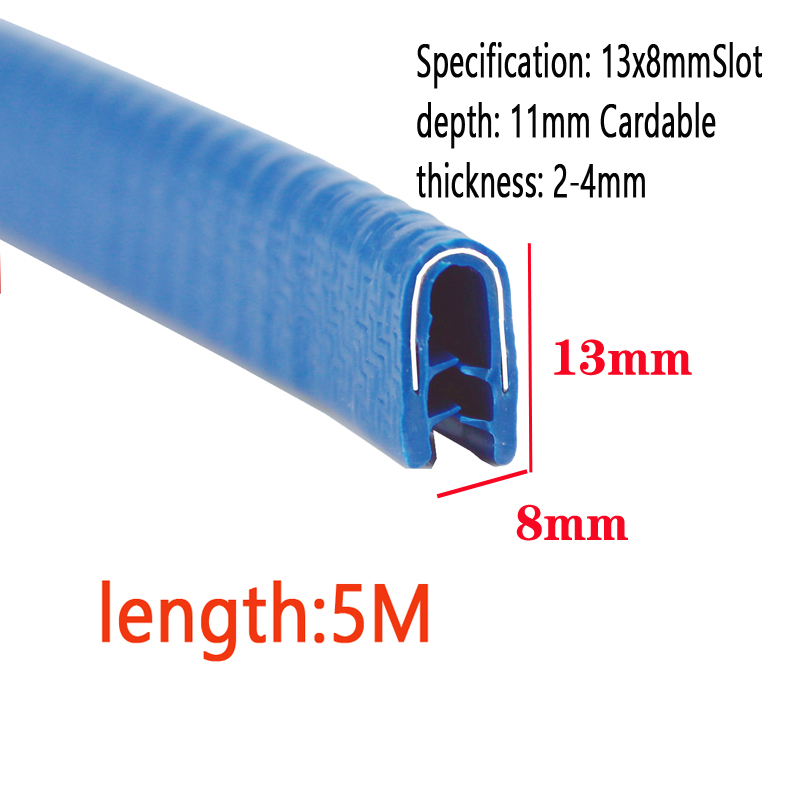 5m længder clmap fortykket panel u-formet gummitætningsliste kant gummibeskyttelsesliste metalplade kant gummiliste: Rød