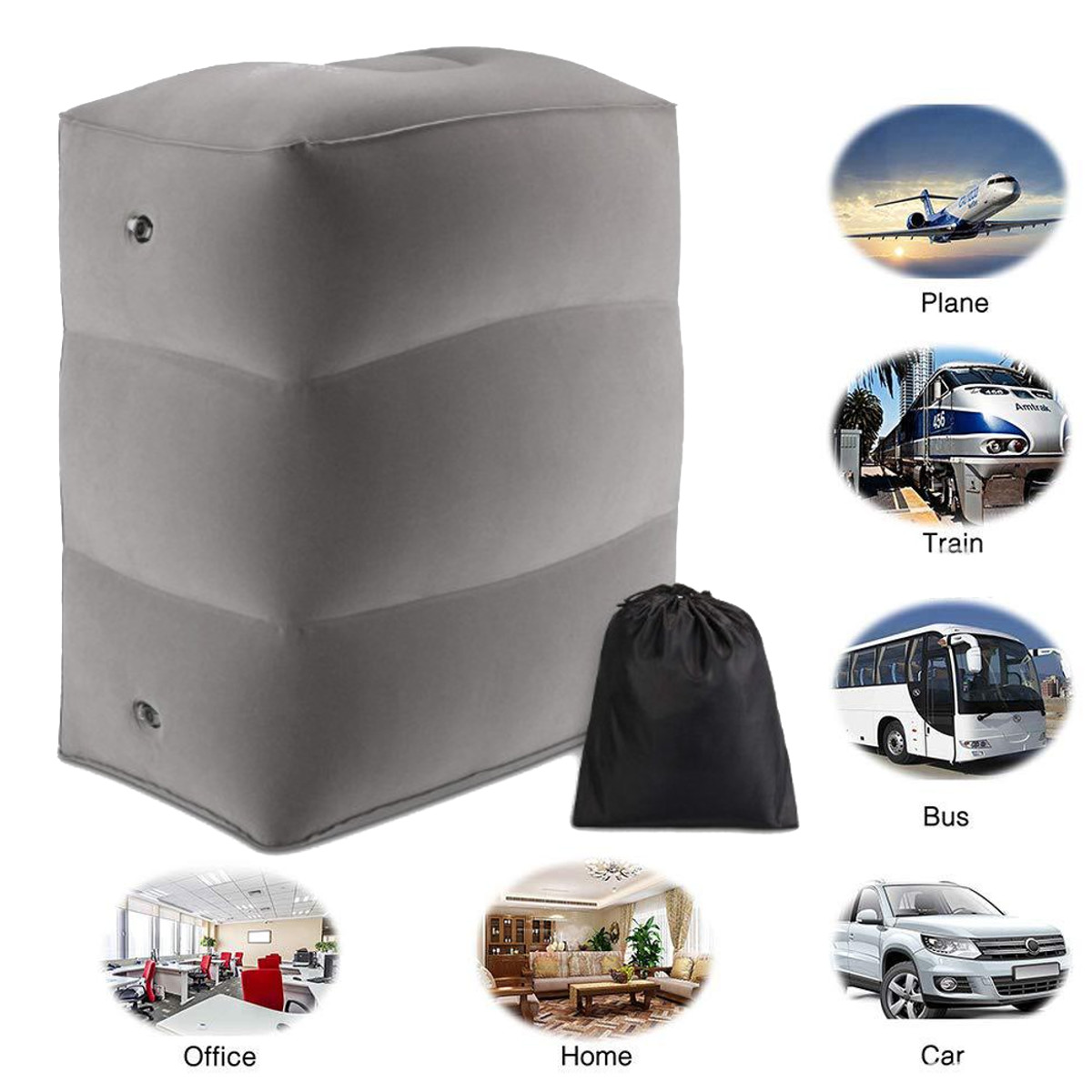 Newest Useful Inflatable Portable Travel Footrest Pillow Plane Train Kids Bed Foot Rest Pad