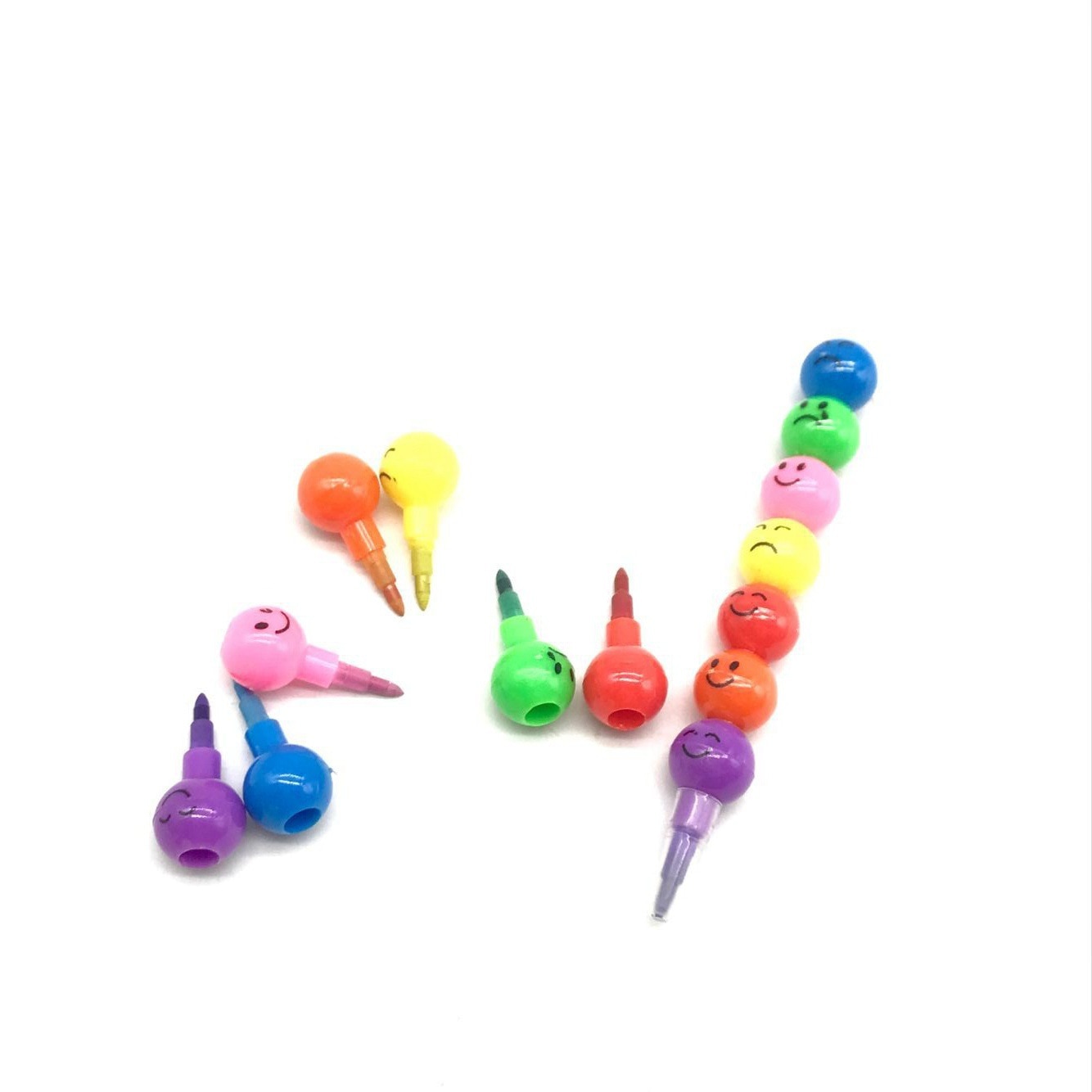 7 Kleur Kleurpotloden Cartoon Smiley Gezicht Uitdrukking Snoep Kalebas Pen Kinderen Studenten Schilderen Briefpapier School Kantoorbenodigdheden