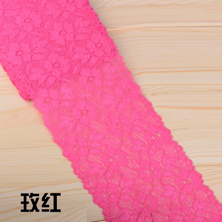 Elastic Lace Ribbon Tape 16cm Lace Trim Fabric Embroidered White Lace Trimmings DIY Crafts Sewing Material Garment Accessories: Rose Red