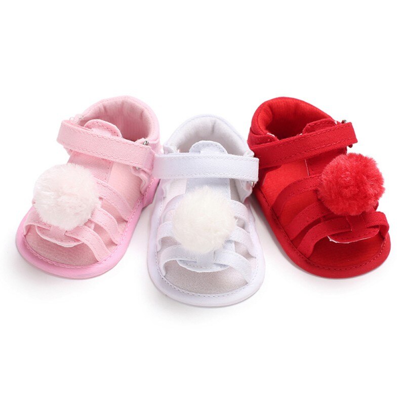 Baby Shoes Baby Sandals Listing Summer Newborn Girls Cute Hollow Hair Ball Princess Sandals Anti-skid Shoes 0-18M A