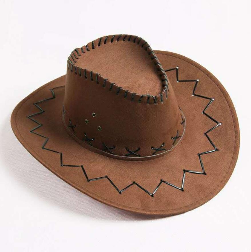 Mænd kvinder cowboy hat top hat vintage bred skygge hovedbeklædning kasket western cowboy hat jazz cap solhat: Wyh -4912- dcf