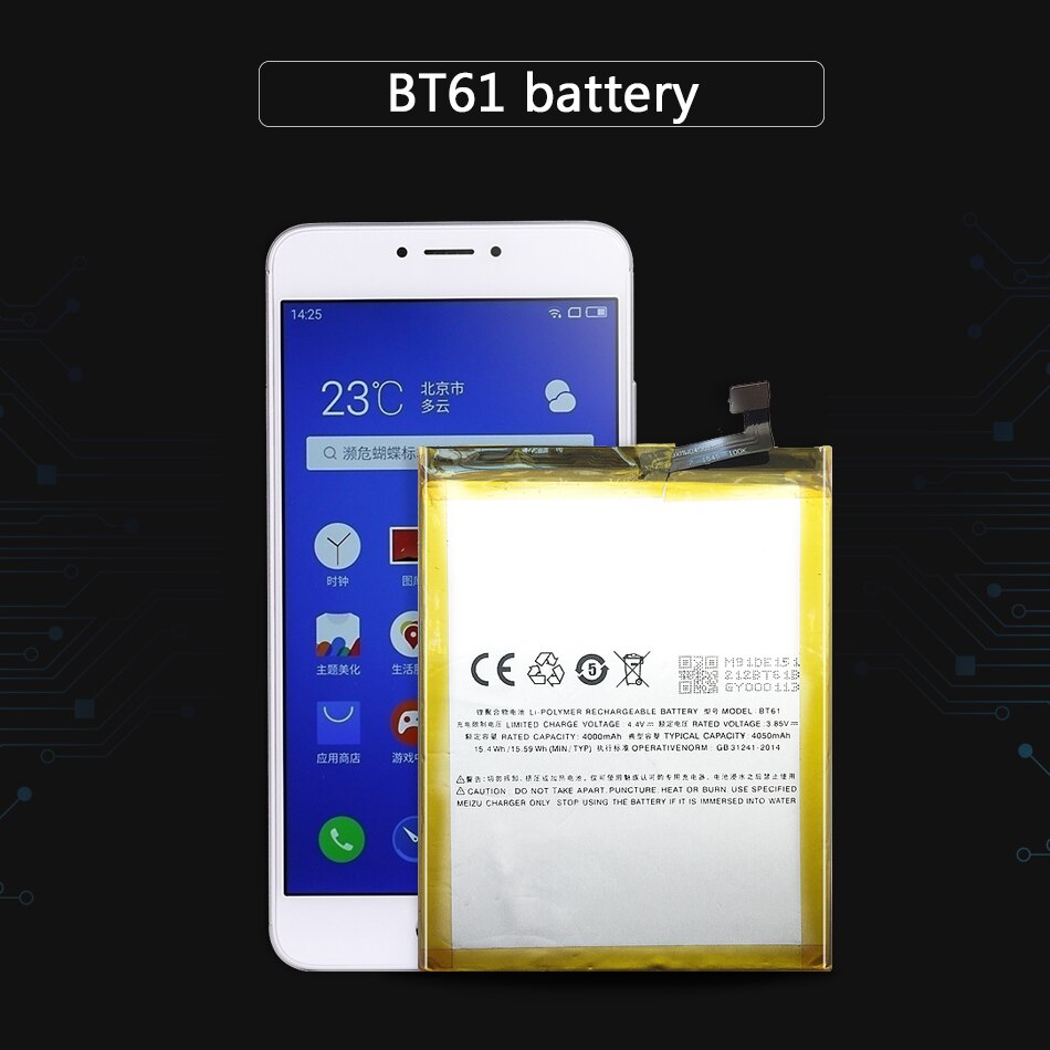 praktisch Ersatz Batterie BT61 (M) Für Meizu Meizy M3 Hinweis M681 M681H 4000mAh