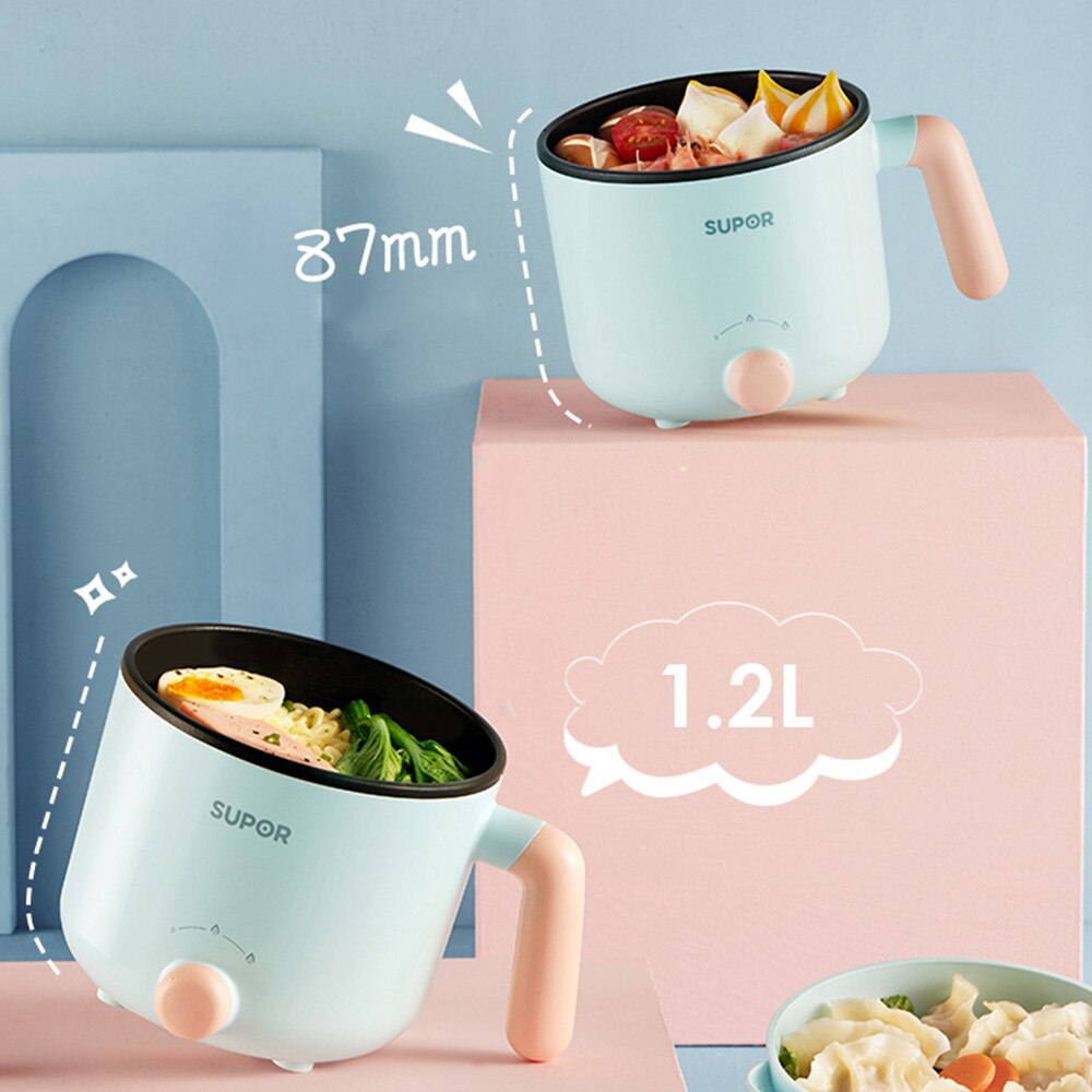 SUPOR Electric Cooking Pot 600W Heating Power Household 1.2L Capacity Non-Stick Coating Liner 220V Multi Cooker Stew Skillet