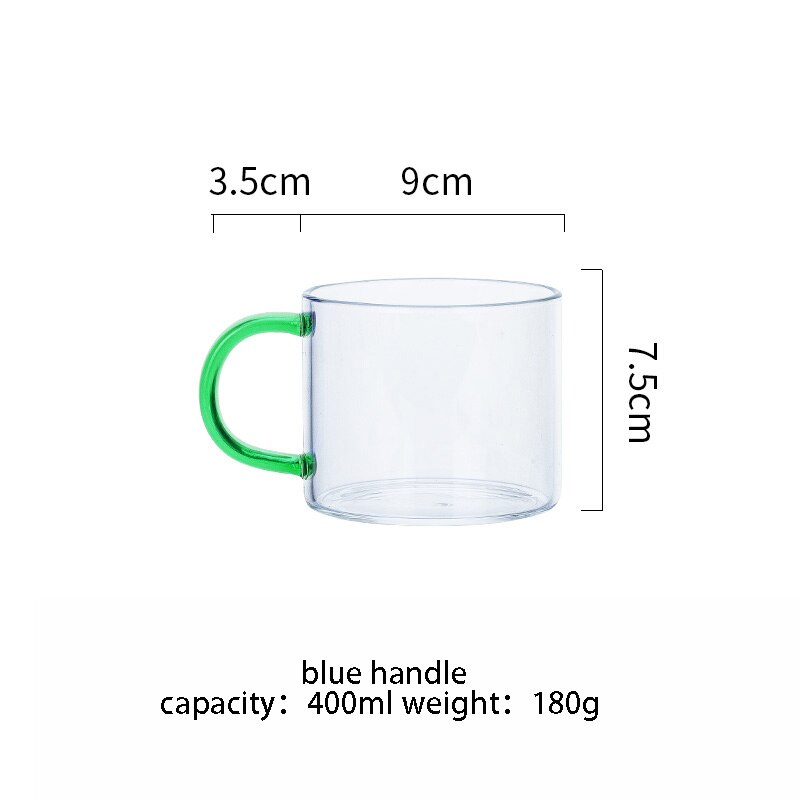400ml Alphabet Cartoon Heart Pattern Mug Glass Handle Mugs For Milk Coffee Beer Home Office Drinnkware Water Cup Couple: green handle