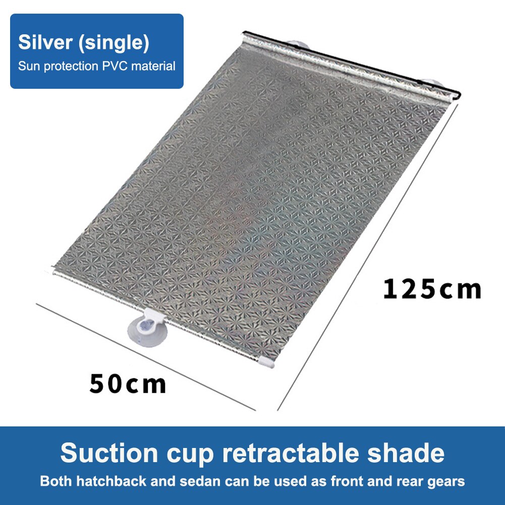 Rideau pare-soleil rétractable pare-soleil réglable bloc de protection contre la chaleur et 99% rayons UV pare-soleil avec ventouse: Silver 3