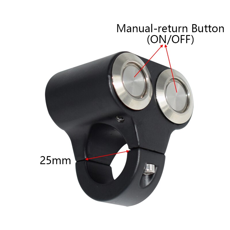 Aluminum 22mm 25mm Motorcycle Switches Headlight Hazard Brake Fog Light ON OFF Control Double Switch With Yellow Indicator Light: ON-OFF (25mm)