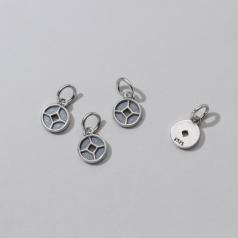 925 argent Sterling apporter Fortune pièce de monnaie chinoise Dangle breloques 8MM argent à venir pendentif en argent pour femmes hommes bijoux à bricoler soi-même faire