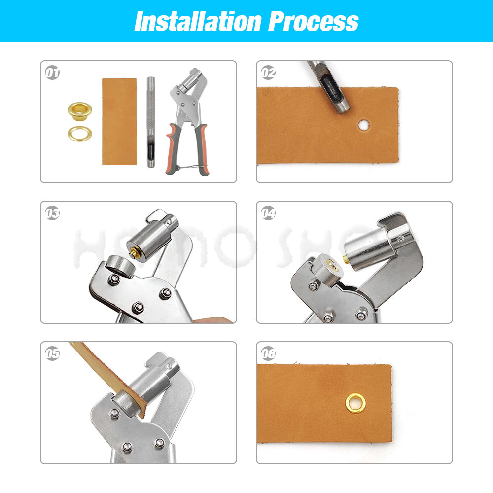 Eyelet Grommet Tool Kit Handheld Install Pliers Portable Grommet Hand Press With 100 Set Of Grommets For Leather Canvas Clothing