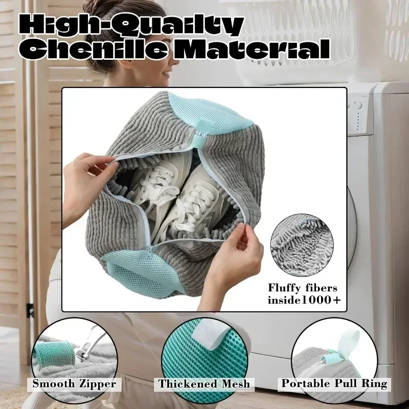 6-1pcs Washing Machine Shoe Bag for Sneakers Cleaning Slippers Washing Machine Cover Shoe Laundry Bag Soft Bristle Clean Brush