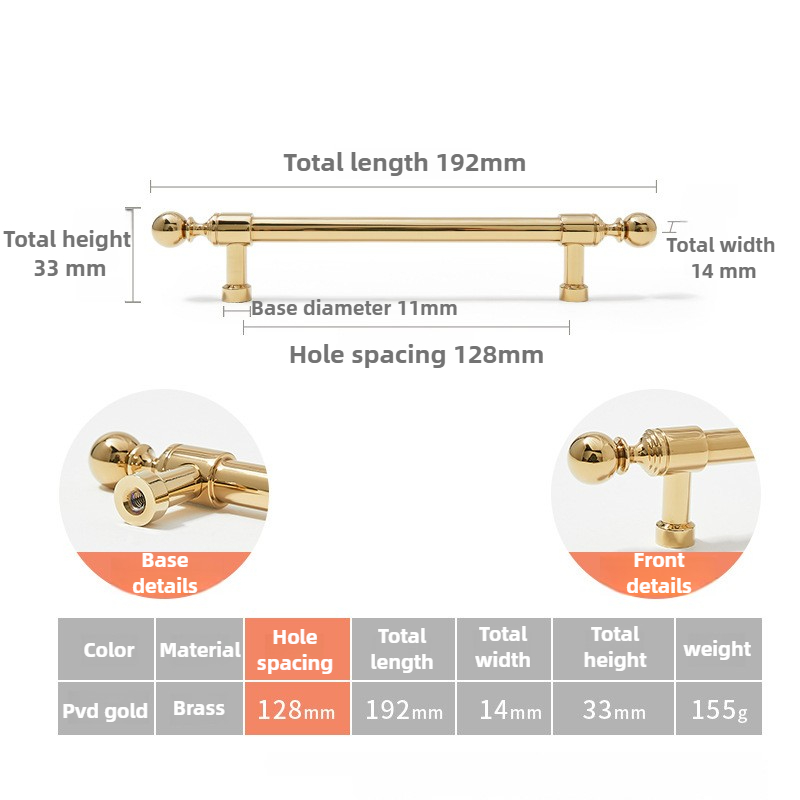 Fransk stil luksuriøse gull kjøkkenskap dørhåndtak solid messing skuffknotter møbelhåndtak maskinvare: Rosa