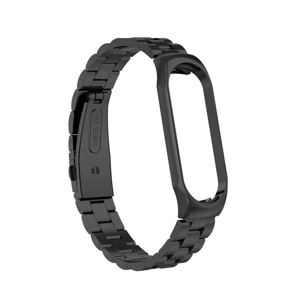 Pulseira de aço inox para xiaomi mi band 3 e 4, acessório de pulseira inteligente para xiaomi mi band 4, cinto esportivo + caixa de metal: Black / Miband 4