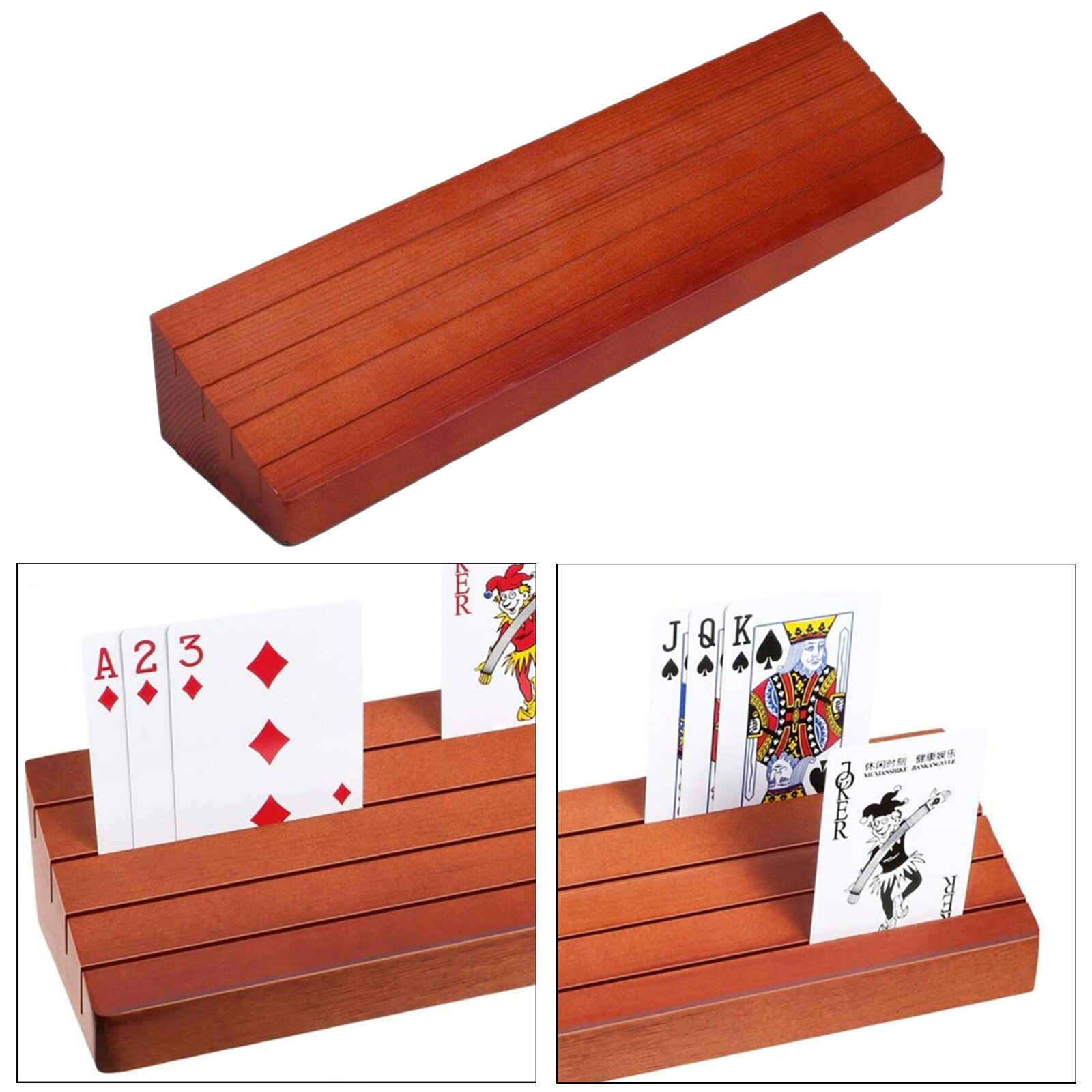 Wooden Playing Card Holder Base Game Cards Stand Rack Organizer for Adults