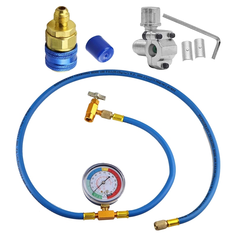 Manguera de carga de refrigerante de aire acondicionado R134A con calibre R12 Ro R134A adaptador rápido y válvula BPV31: Default Title