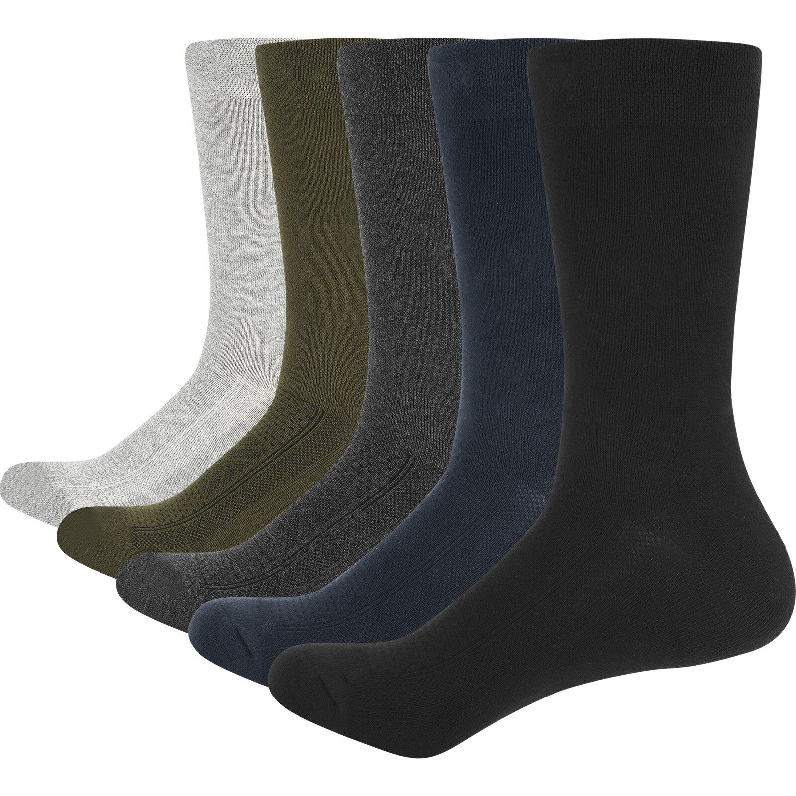 YUEDGE-Calcetines de algodón peinado para hombre, de estilo informal medias cómodas, ideal para ir a la Oficina, hacer deporte, hacer senderismo, 5 pares: 1906M / XXL(US 11-13)