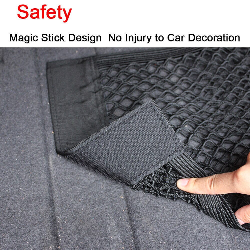 Car Trunk Velcro Double Layer Net Bag Car Extinguisher Mounting Bracket Trunk Storage Stretch Net Bag