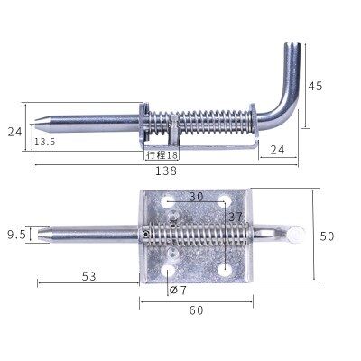 Stainless Steel 304 Industrial Heavy Iron Spring Mechanical Equipment Cabinets Boxcar Door Bolts: DB3003-SS304