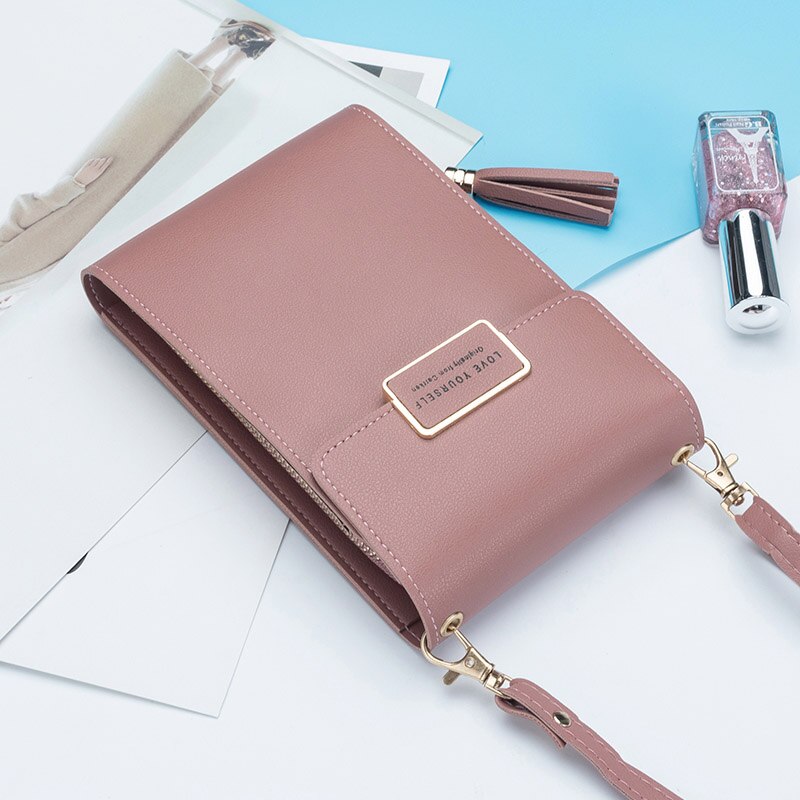 Spring and summer ladies wallet Korean version of multifunctional large capacity storage zipper shoulder bag sal: Pink