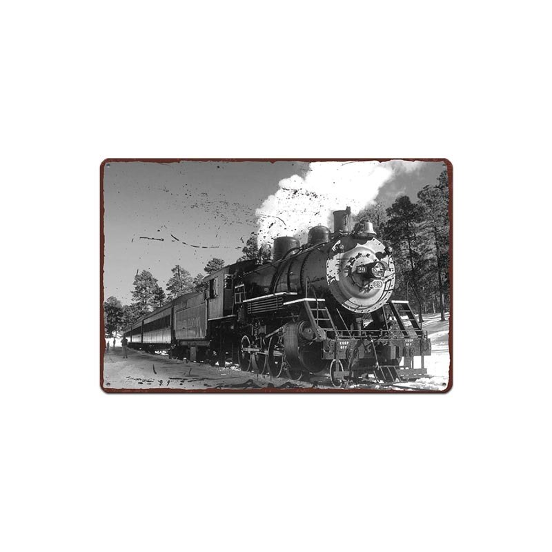 Vintage metalen bord met trein, treinplaatje, metalen vintage pub, grappig blikken bord, wanddecoratie voor bar, pub, club, borden: 3