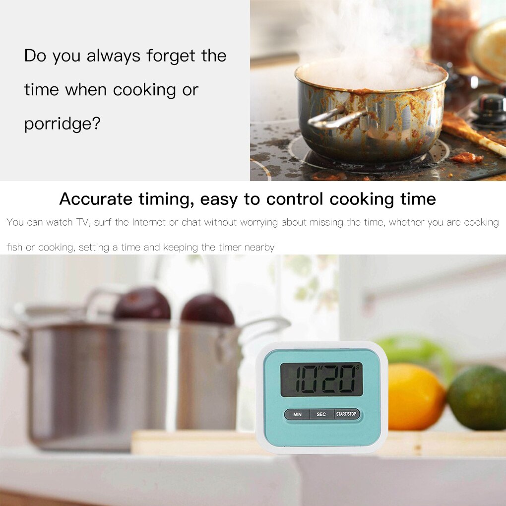 Kitchen Timer LCD Display Countdown Alarm Cooking Baking Digital Timing Alert 0 to 99 Minutes 59 Seconds