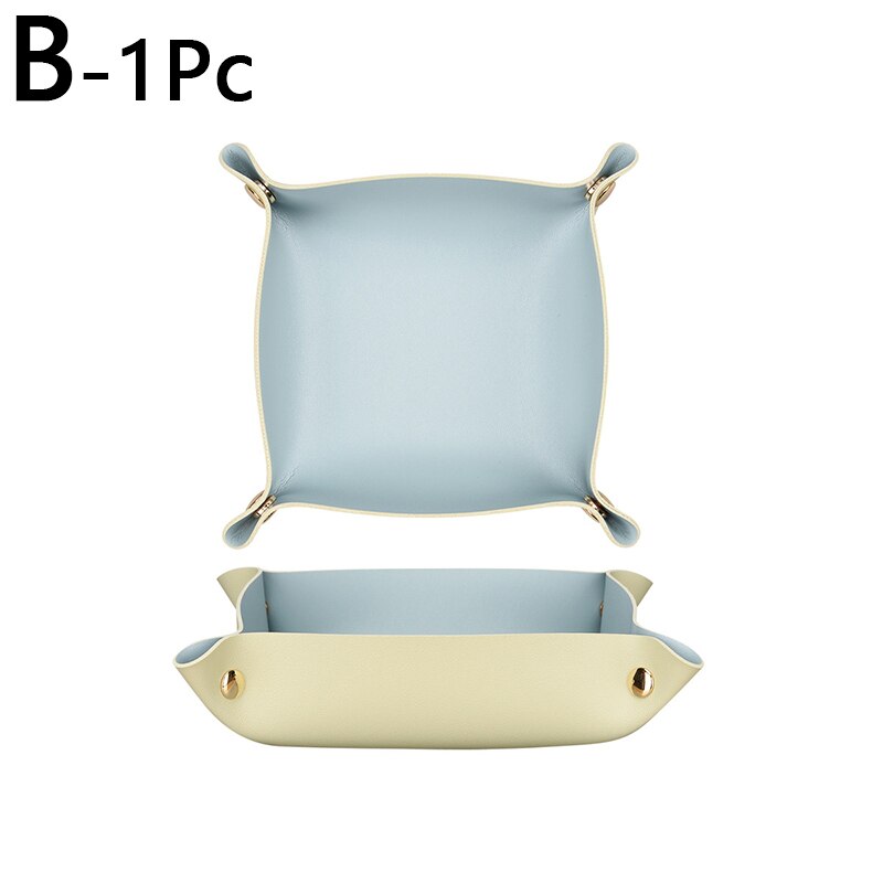 nordisch Stil Faux Leder Ablage Kasten Multi-zweck Druckknopf Schmuck Kosmetik Schlüssel Platte Platz Schreibtisch Organisation: B-S