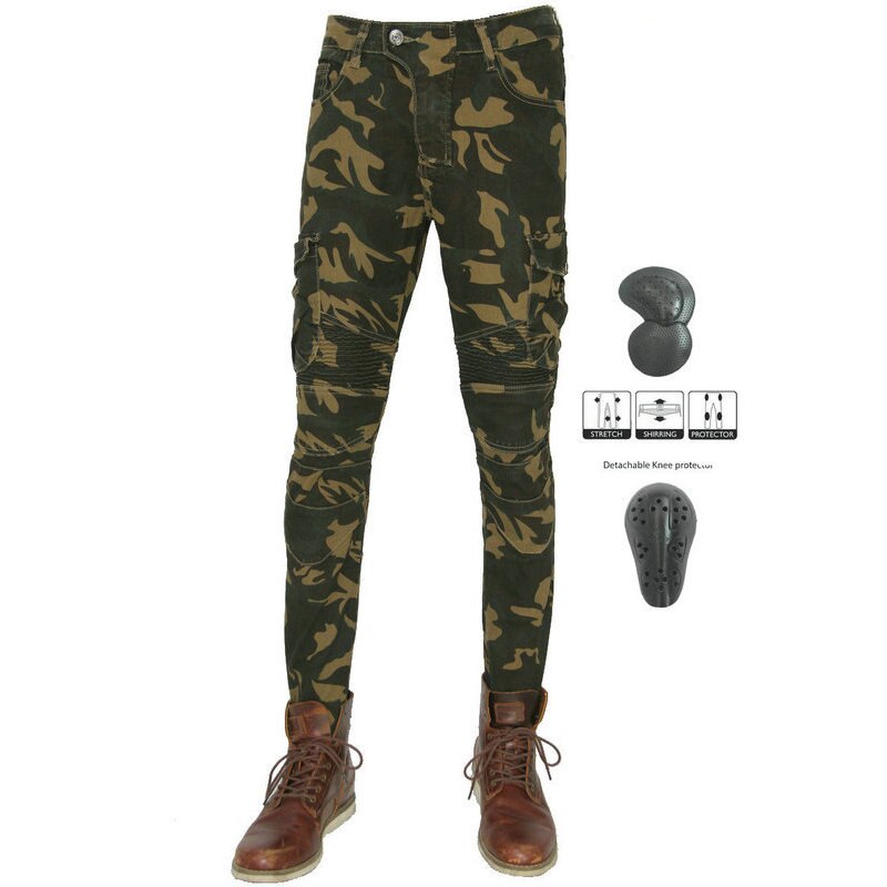 Motorcykel ridebukser volero camouflage beskyttende jeans lokomotiv ridder dagligt løse lige bukser camo farve: Bukser n upads / Xxxl