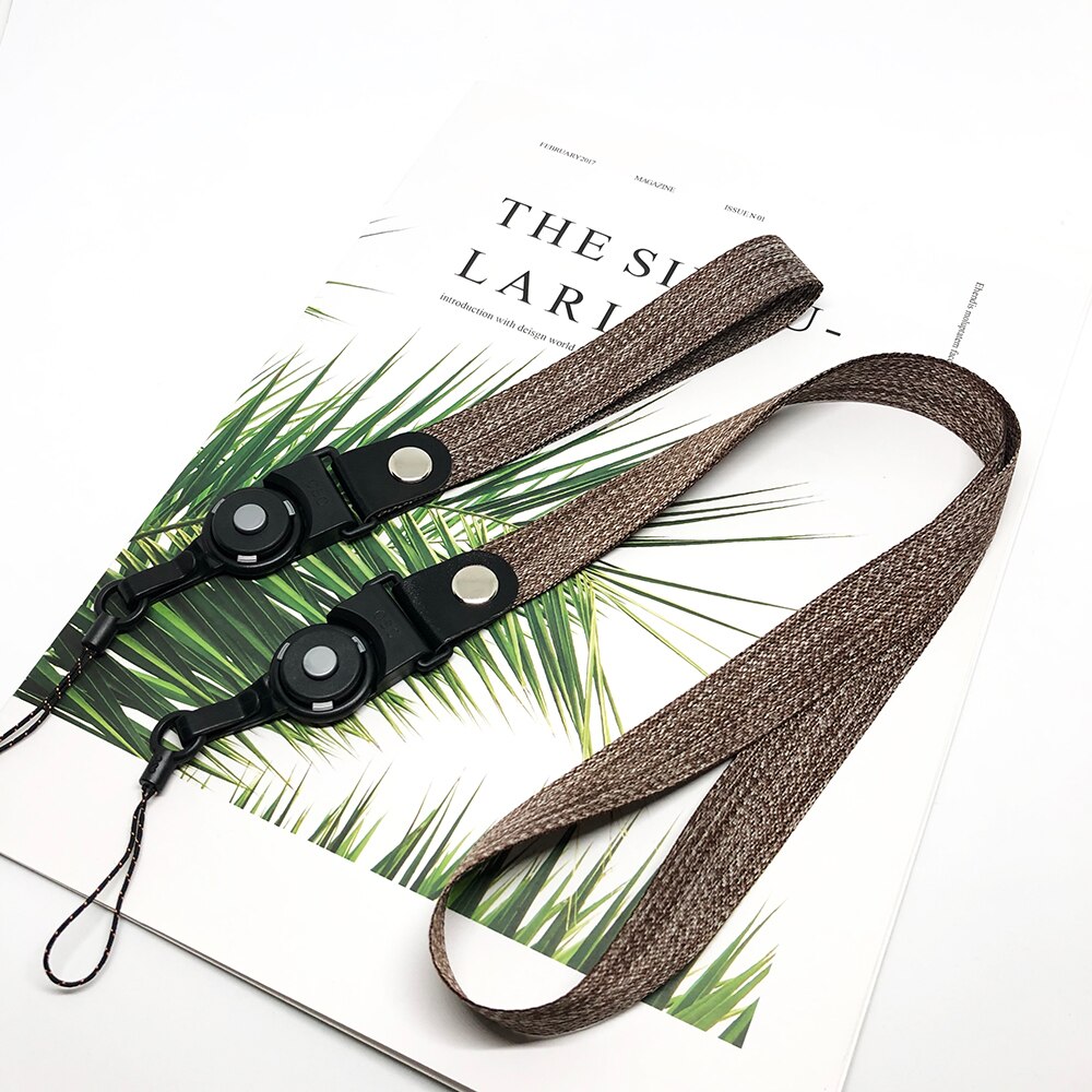 Vävda remmar nacke handled lanyard telefonrep för iphone 7 8 plus xs max universal telefonhållare grepp slätt rem lanyards för nycklar: Brun