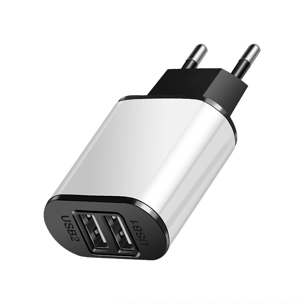 OLAF – chargeur USB 5V 2a rapide, adaptateur mural ue pour téléphone portable, compatible avec iPhone X 8 7 iPad Samsung S9 Xiaomi Mi6 Mi5: 2 USB White Black