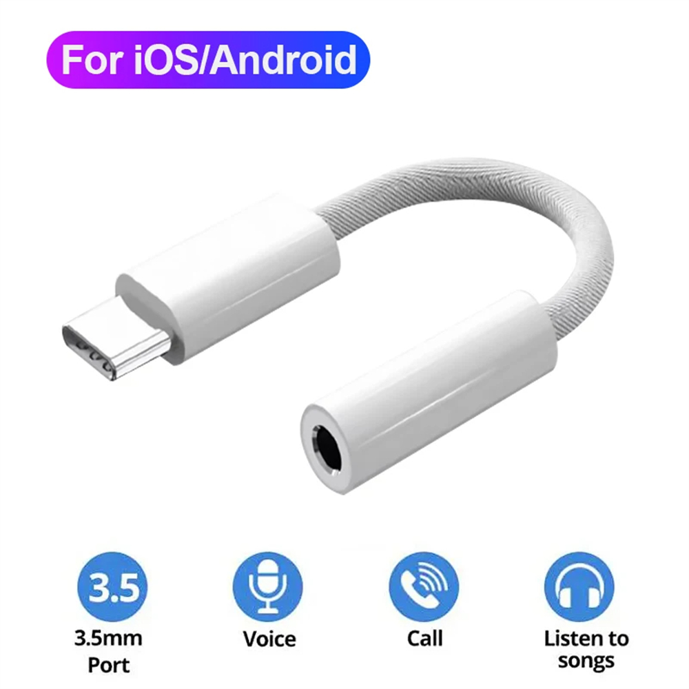 Nbili 2 in1 USBC do 3.5mm gniazdo słuchawkowe typu C PD 60W ładowanie Audio Aux adapter do iPhone 15 iPad Pro Samsung S24 Xiaomi Huawei: Srebrny