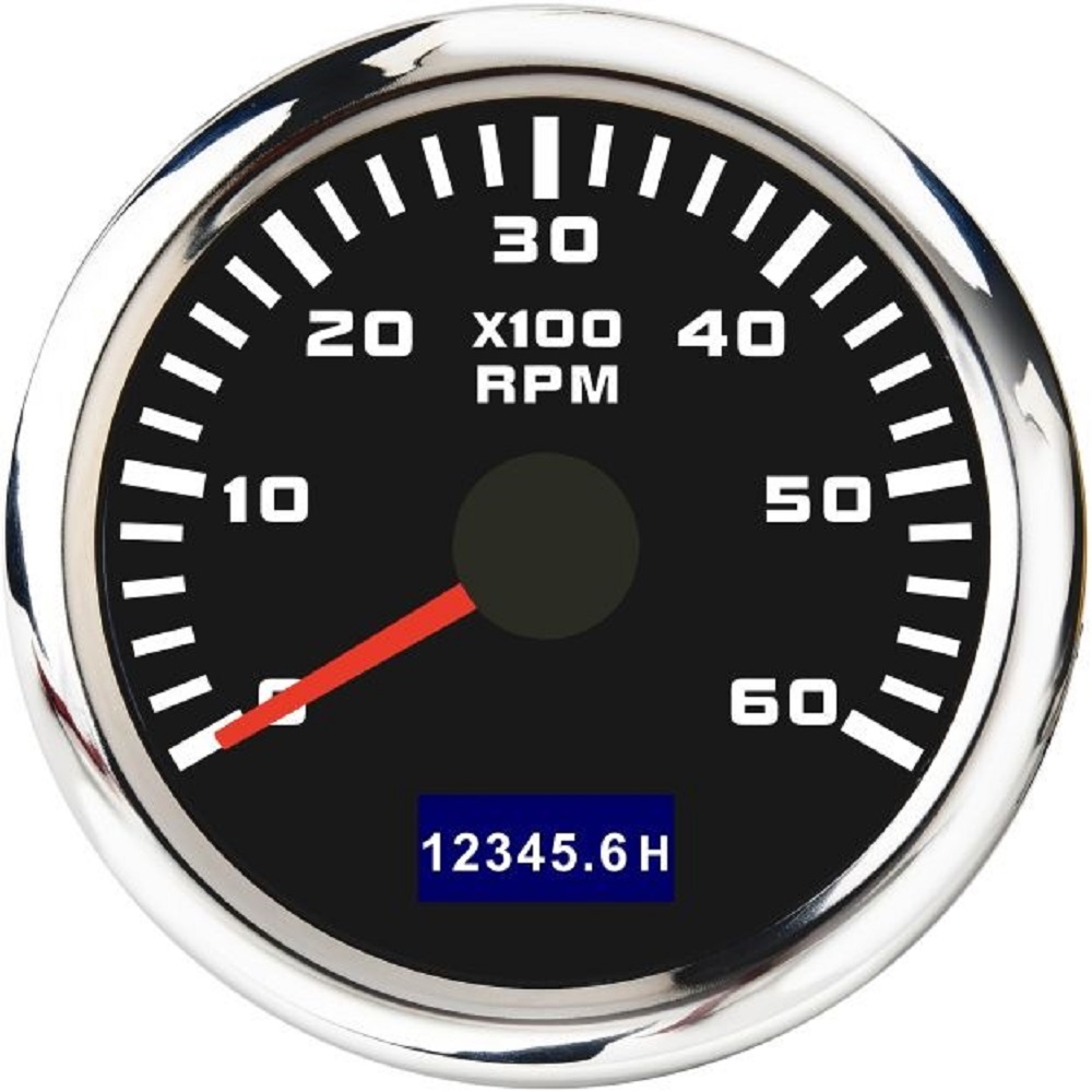 Tachymètre de bateau 52mm, 3000/4000/6000/7000/8000RPM, compteur de tachymètre, rétro-éclairage rouge, avec écran LCD, capteur de tachymètre: 6000RPM BS