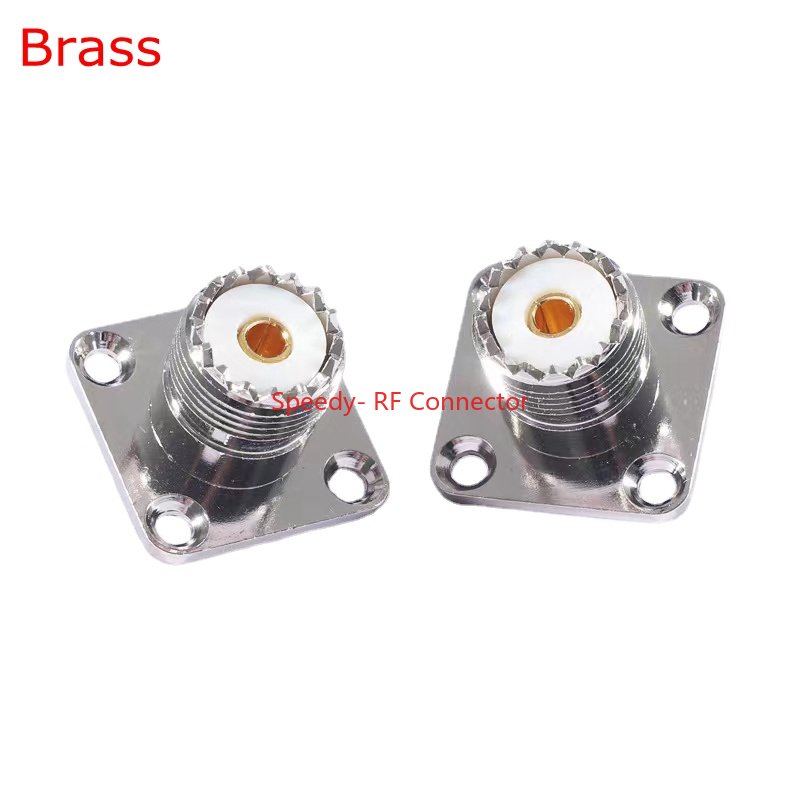 UHF SO239 SO-239 SL16 Female Jack 4hole Flange Connector UHF Socket Mount Solder for Panel Chassis Coaxial Adapter Brass Copper