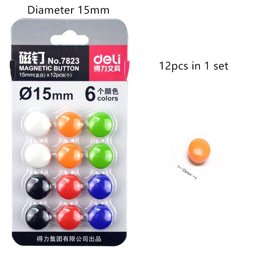 Botón magnético clásico para pizarra blanca, alfiler magnético para nevera de 15mm/17mm/20mm/30mm/40mm, suministros escolares y de oficina, H6699: 15mm