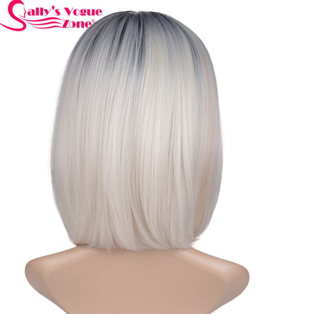 Sallyhair Mittelteil 12 zoll Japanischen Hochtemperaturfaser Synthetische kurz Ombre Schwarz blond Farbe Bob Perücke Für Frauen