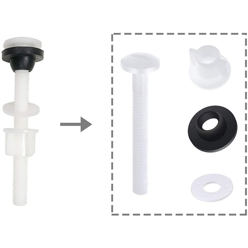 8 pakke toilettank plastbolte  m10 tank til skål badeværelse toilet reparationssæt monteringsskruer og tætningssæt panhovedbolte