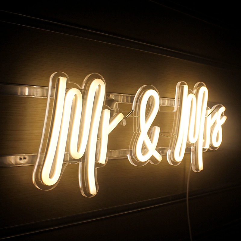 Wanxing Neon Sign Custom Neon Led Mr And Mrs Neon Light Sign Wedding Decoration Bedroom Home Wall Decor Marriage Party Decor