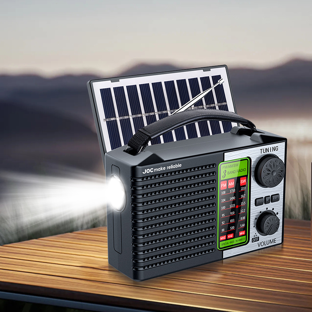 FM AM SW Radio Portable Solar Emergency Radio Receiver Bluetooth Speaker Music Player Full Band Solar Radios with LED Flashlight