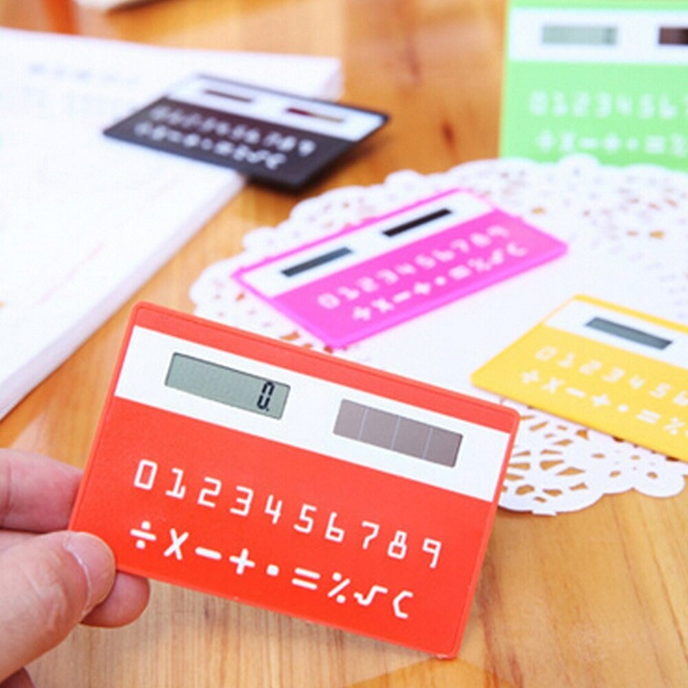 Noyokere Briefpapier Kaart Draagbare Rekenmachine Mini Handheld Ultra-Dunne Kaart Rekenmachine Zonne-energie Kleine Slanke Pocket Calculator